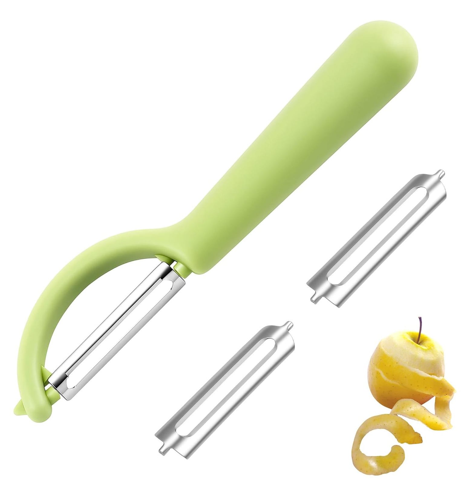 Solidchoice P-Schiller met 2 vervangbare roestvrijstalen messen en kunststof grip, grasgroen