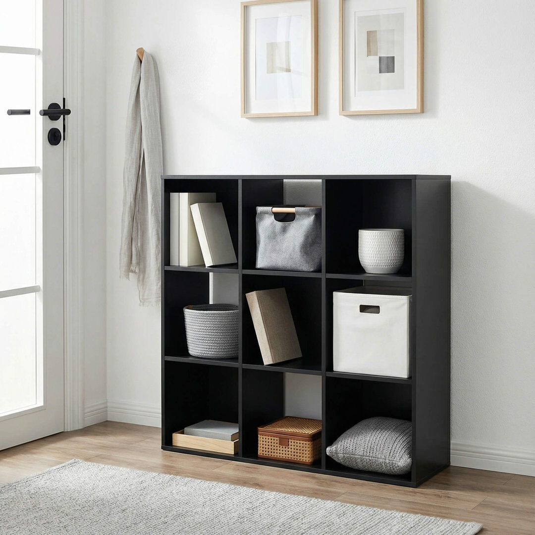 17 Stories Milanka 90 cm H x 90 cm W Cube Bookcase Black
