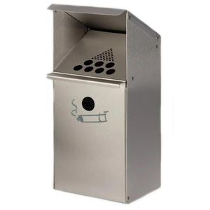 VAR Aschenbecher WH41, 1205, silber, für Outdoor, mit Dach, Wandascher aus Edelstahl, 18 x 41 cm, winddicht, 3,7 Liter
