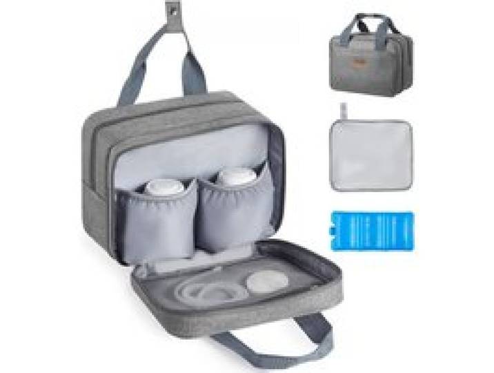 VEVOR Sac pour Tire-lait M5/M6 Sac Isotherme Conservation Lait Maternel Portable avec Pain de Glace, Tapis Imperméable, Étui de Transport pour Stockage de Biberons de Lait, Travail, Voyages, Gris