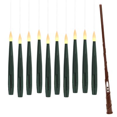 OTTO HOME LED Dekolicht "10 Schwebende LED Tafelkerze mit Zauberstab Korrinna", chrom grün, 10, Ø 1,5cm, 11 Stk., Leuchten, mit Zauberstab als Fernbedienung