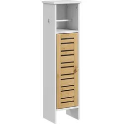 HOMCOM Badezimmerschrank mit Toilettenpapierhalter und verstellbarem Regal bodenstehend schlank 78 cm Weiß