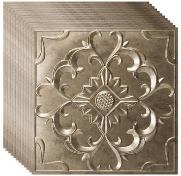 "Art3d 24""x24"" Vintage 3D PVC Wall Panels Ceiling Tiles Easy DIY, 12pcs"