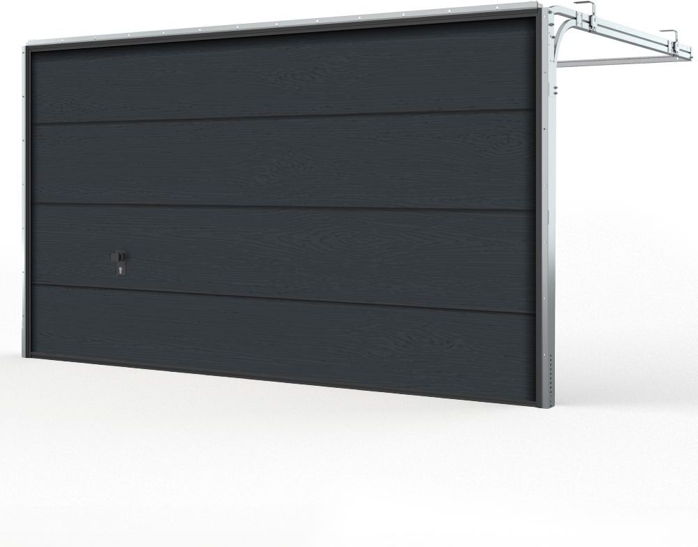 fenetre24.com Porte de garage 4 m, garage double, 4000 x 2000 mm, Woodgrain, RAL 7016 gris anthracite, sans moteur
