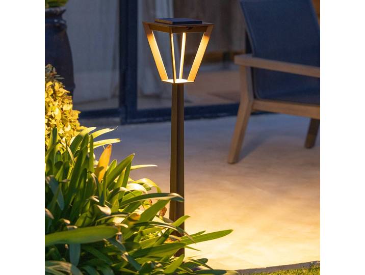 Les Jardins LED-Solarwegeleuchte Metro mit Sensor, corten Metro, dimmbar, braun / rost, Aluminium, Sockelleuchte