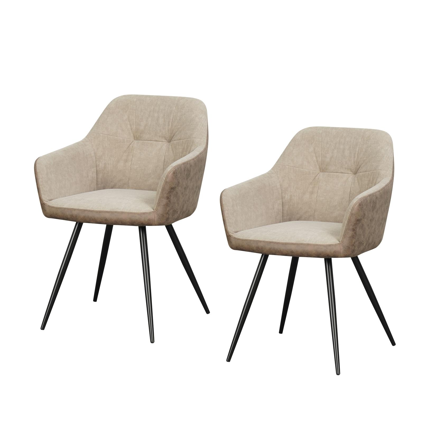 HTI-Living Esszimmerstuhl 2er Set Antikbraun/Taupe Joschka