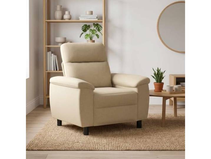 Sofa Creme 95 x 90 x 95 cm Stoff Stabiler Metallrahmen,100% Polyesterkissen,Polyesterbezogene Armlehnen,einfache Pflege