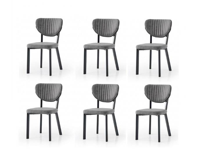 JVmoebel Esszimmerstuhl Stuhl-Set 6x Stuhl Grau Bequem Modern Stilvoll Weich Klassisch, Made in Europa
