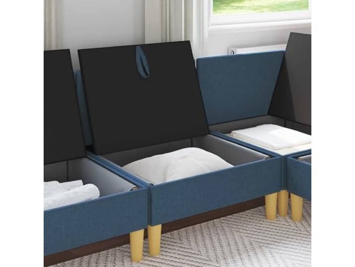 KTHLBRH Quadratischer Sitzsack mit Stoffaufbewahrung Sitzfläche mit Schaumstoff, Struktur aus Sperrholz, braune Beine, Verwendung im Innenbereich