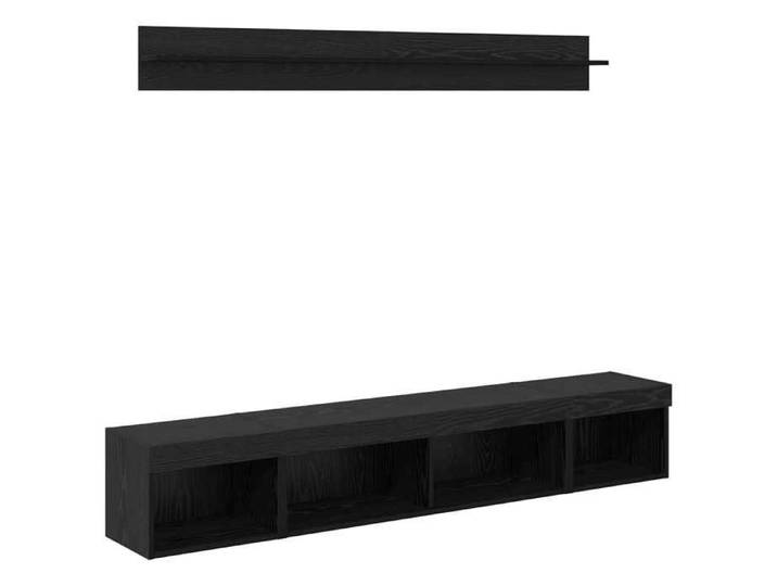 Ensemble de meuble TV mural 5 pièces - - composition TV - bois d'ingénierie - chêne noir - 40 x 30 x 30 cm - 2 étagères{hwe13