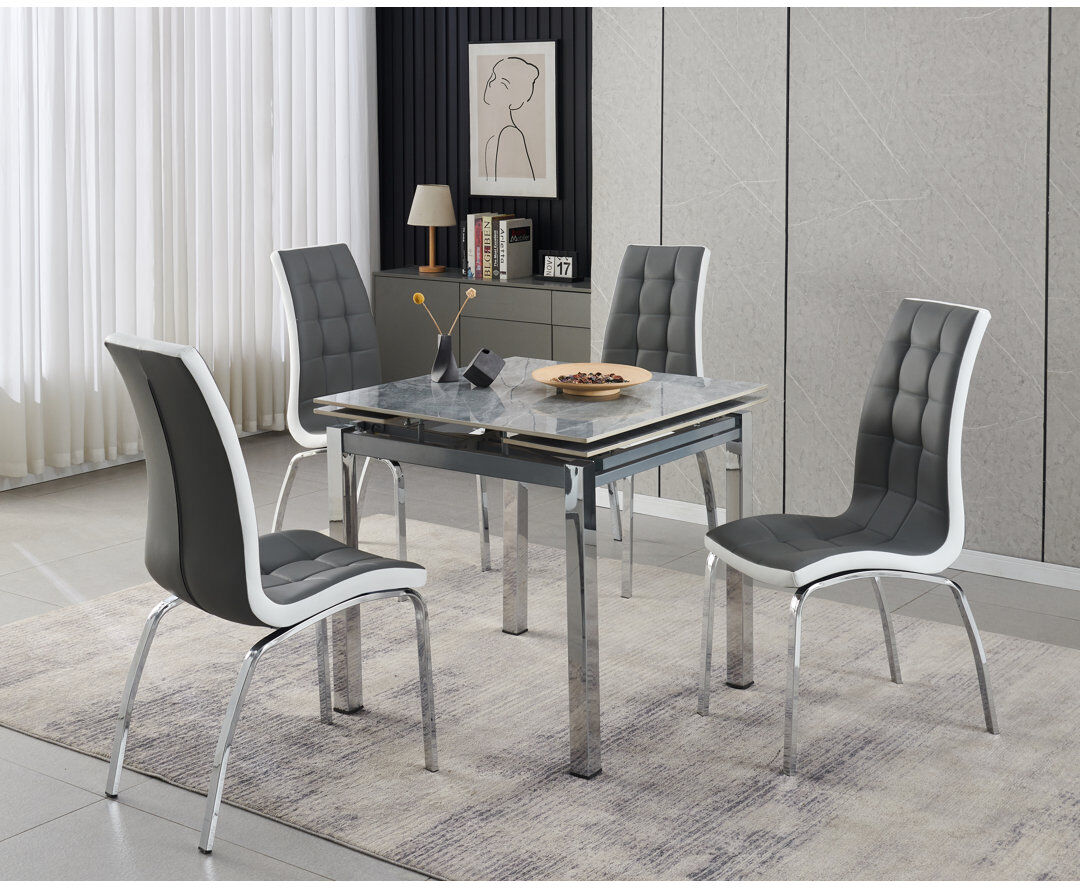 Metro Piccolo Sintered Stone Extending Dining Table with 4 Vienna Chairs Grey 4