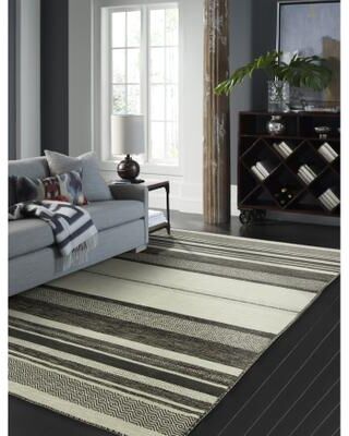 KALATY Andes Canyon Graphite Cotton Chenille Handmade Kilim Area Rug