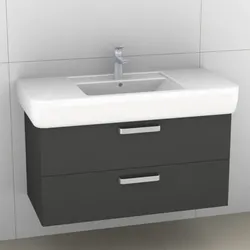 Artiqua 413 Waschtischunterschrank für Renova Plan 122100, 122103 Anthrazit Glanz, 413-WU2L-K11-7065 413-WU2L-K11-7065-51