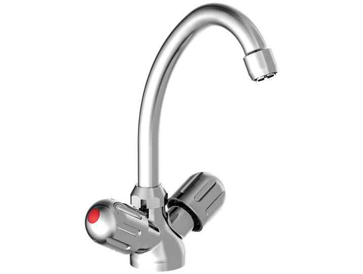 Spültischarmatur SCHÜTTE PERUZZI , silber (chrom), B:4,7cm H:21,6cm, Messing, Armaturen, Spültischarmatur, Niederdruck, schwenkbar, Mischbatterie Küche