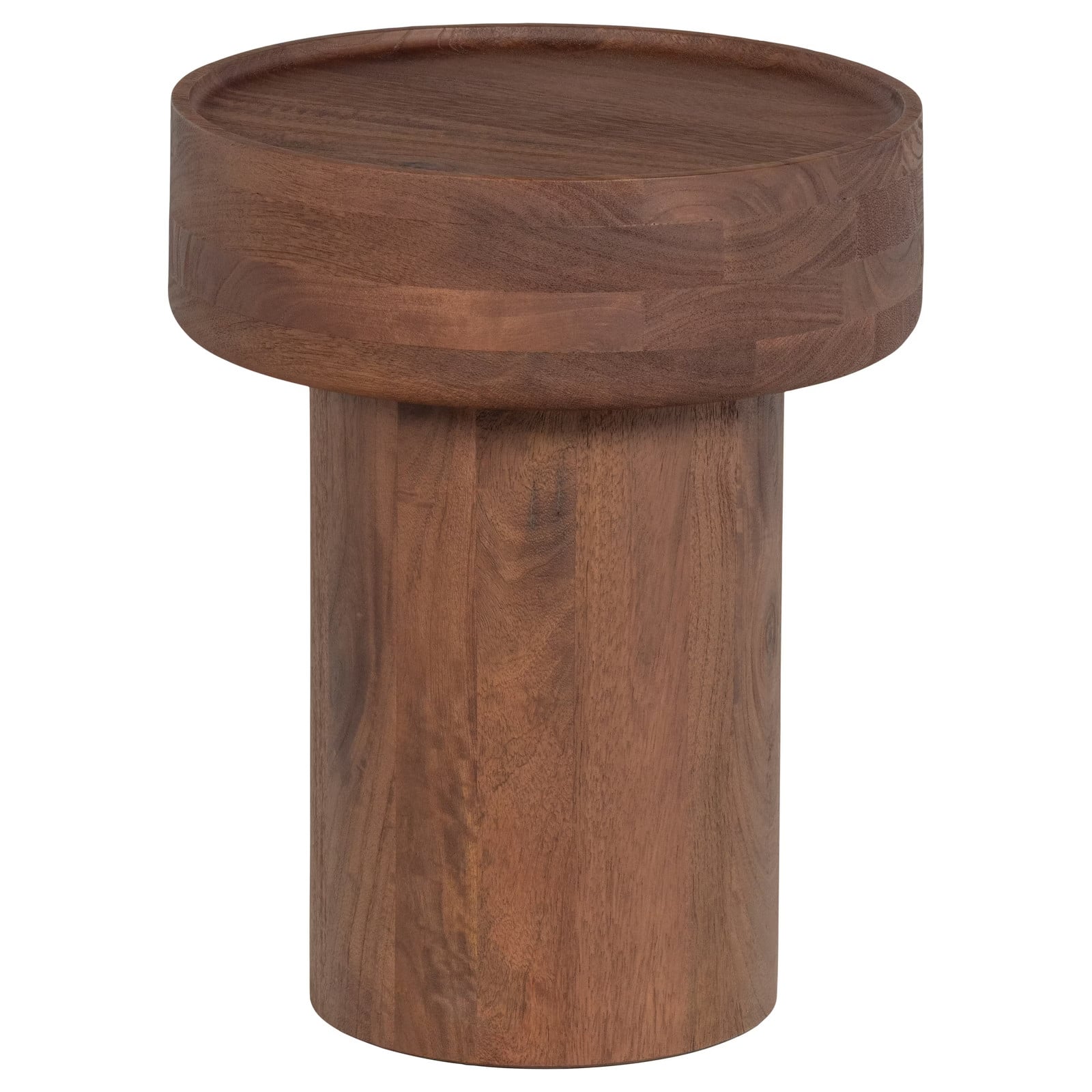 WOOOD Bijzettafel Dara Mangohout, Bruin, Rond, Diameter: 40 cm