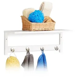 relaxdays Bambus Wandregal mit Hakenleiste braun, 50 cm