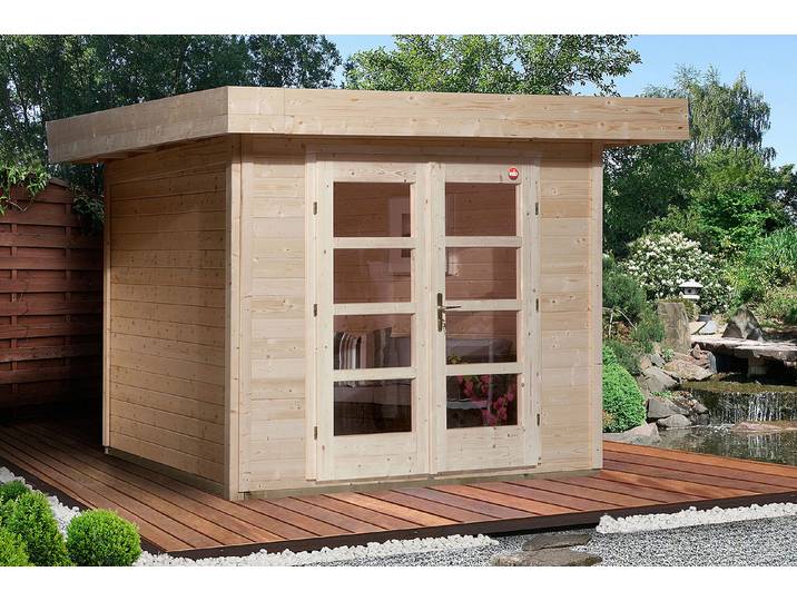 Weka Designhaus 126 mit Verglaster Türe und Flachdach 2.1 × 3 m