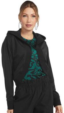 Masseys VEVO ACTIVE Hooded Thumbhole Shrug (Size 3X) Black, Cotton,Polyester,Spandex