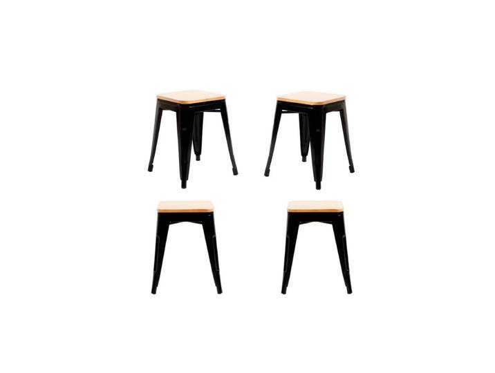 4er Set Torix Kleine Naturholz Hocker 45 cm - Schwarz
