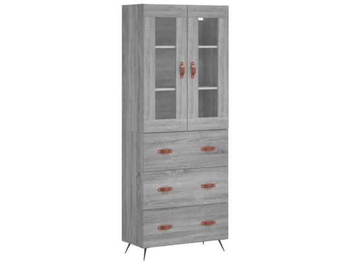 GHVBNMF Highboard Grau Sonoma 69,5x34x180 cm Holzwerkstoff Schrank 2-Set Stilvoller Mehrzweckschrank für Wohnzimmer und Flur: Viel Stauraum mit stabilen Metallfüßen und zeitlosem Design.