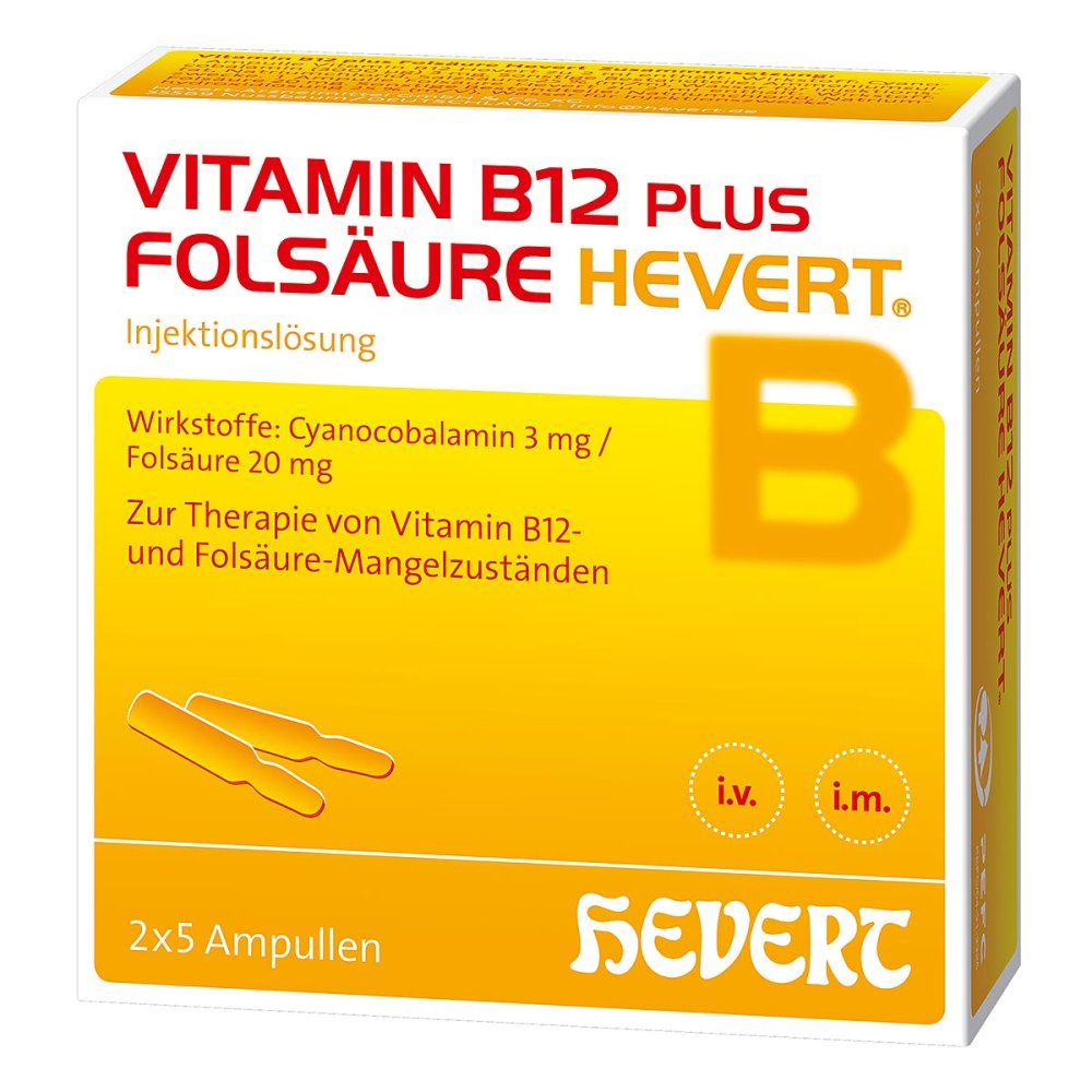 Hevert-Arzneimittel GmbH & Co. KG Vitamin B12 plus Folsäure Hevert Ampullen-Paare 01893951