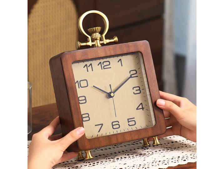 Horloge murale Vintage, horloge de Table en bois massif avec mouvement à Quartz silencieux, décoration d'entrée créative pour la maison
