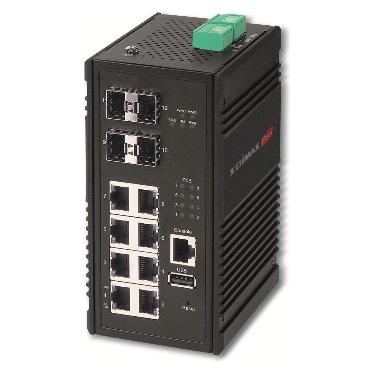 Edimax Pro Edimax Port Gigabit PoE WebManagebarer IndustrieSwitch SFPSteckplätzen (8 Ports) (IGS-5408P)