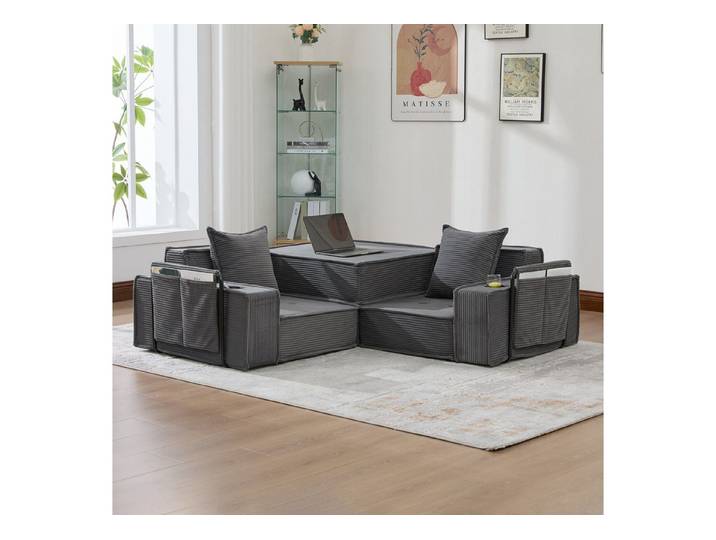 STILVORA Schlafsofa Multifunktionales Sofa Wohnzimmersofa mit Fußhocker und Stauraum, 2-Sitzer Sofa, Stoffsofa, Pouf Set, kompakt, modern, bequem, atmungsaktiver Stoff, ergonomisch, stabil, familienfreundlich