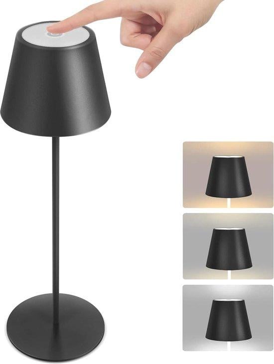 SURIGHT Draadloze LED-vloerlamp voor buiten met aanraakdimmer, Warm wit tot Natuurwit, Zwart