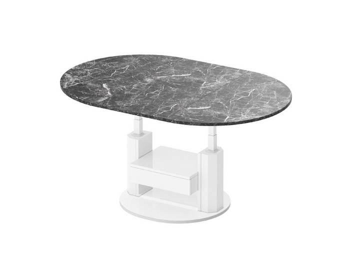 designimpex Couchtisch Design HPM-111 Hochglanz ausziehbar höhenverstellbar mit Schublade