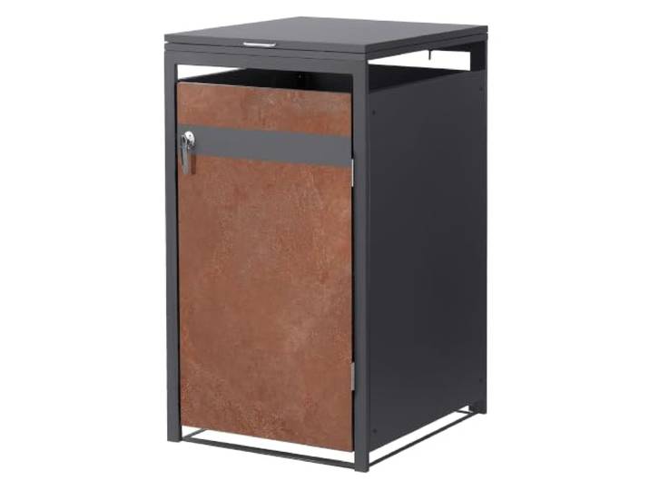 ML-Design Mülltonnenbox 1er 240L, Mülltonnenverkleidung für 1 Mülltonne, Müllbox wetterfest, Mülltonnenhaus aus Stahl, Müllcontainer mit Deckel, abschließbare Tür, 68x80x120 cm, Anthrazit-Rostoptik