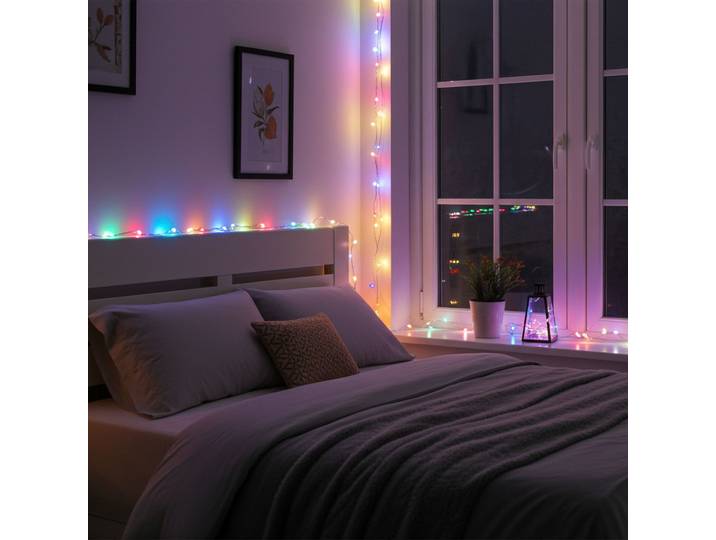 2er-Set Multicolor Draht-Lichterkette, 80 LEDs, IP44, batteriebetrieben, L ca. 425 cm