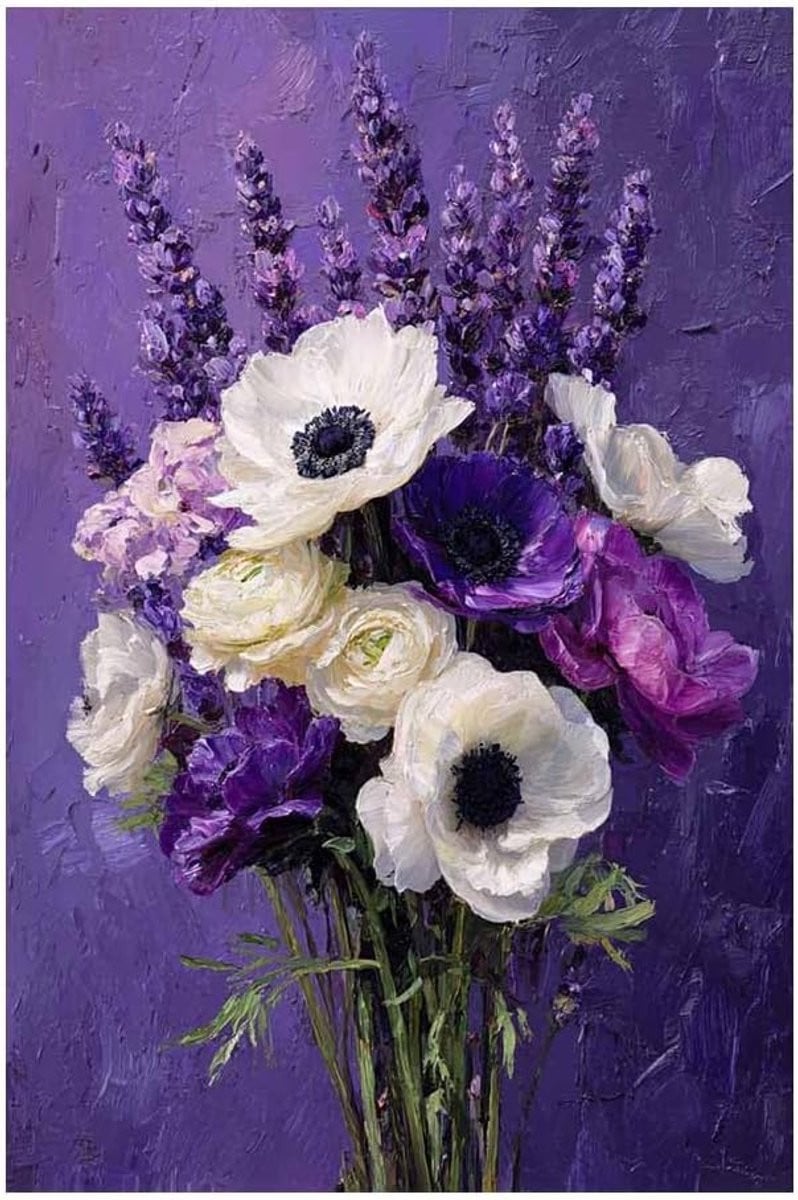 Canvas Muurkunst Bloemen Schilderij Veelkleurig B: 70 cm, H: 100 cm