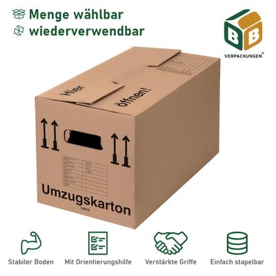 BB-Verpackungen GmbH 20 x Umzugskarton Spedition XXL 40 kg Traglast stabile Umzugskiste Umzug Umzugsmaterial 2-wellige Movebox BB-Verpackungen