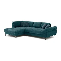 SOMETA Ecksofa Atlanta Stoff Blau, Grün Petrol