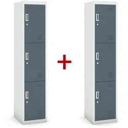Metallspind S3 1+1 GRATIS, 3 Abteile, zerlegt, Zylinderschloss, grau/dunkelgrau