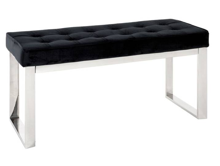 Bank RONJA I 100 x 48 x 41 cm Samtbezug schwarz