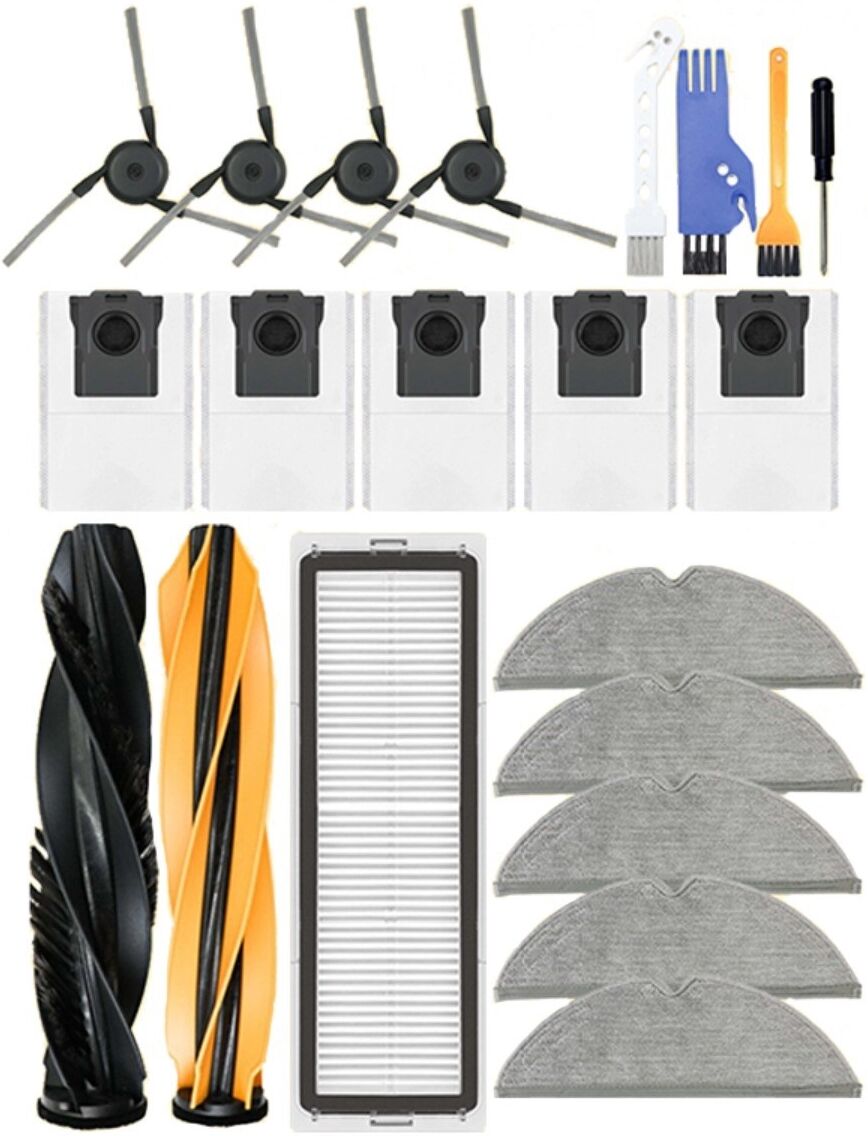 INF Kit d'accessoires de remplacement compatible avec Dreame D20 Pro Plus – brosses, filtre, sacs à poussière et chiffons de