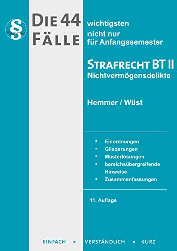 Karl-Edmund Hemmer - Die 44 wichtigsten Fälle Strafrecht BT I (Skripten - Strafrecht) - Preis vom 09.10.2026 07:28:09 h
