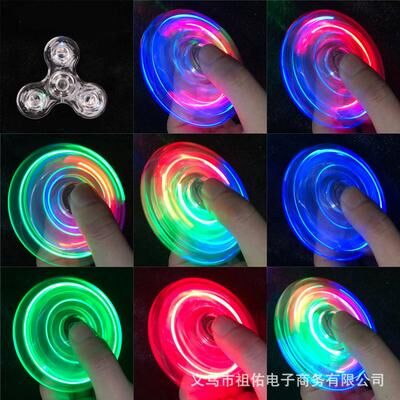 Inspire Daily Merch Crystal Luminous LED Light Fidget Spinner Glow In The Dark Stress Relief Toy For Kids white