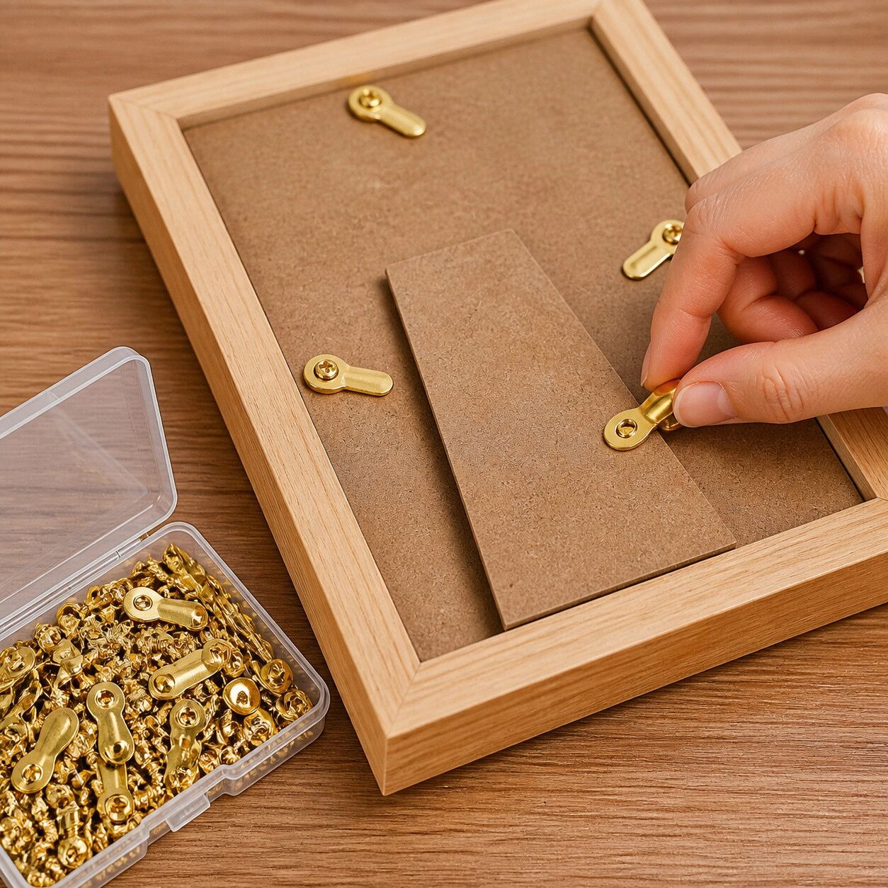 INF Lot de 100 boutons rotatifs dorés en métal pour fonds de cadres en bois