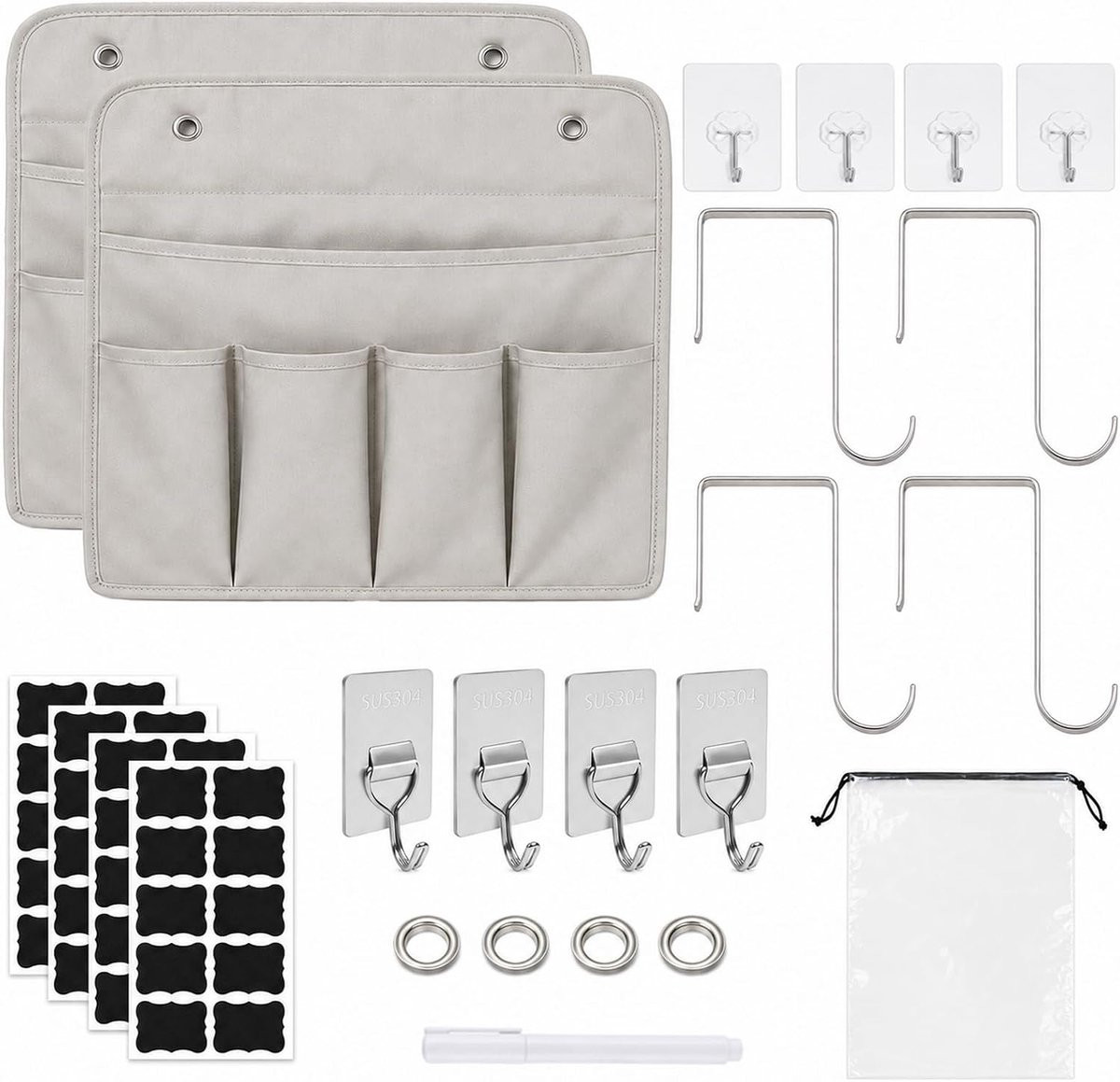 24-delige grijze hangorganizer voor camping en home office
