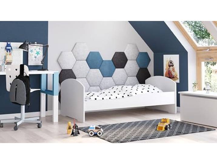 LUK kinderbed met matras, wit voor kinderkamer voor een jongen en een meisje matras, inclusief frame (Wit, 160x80)