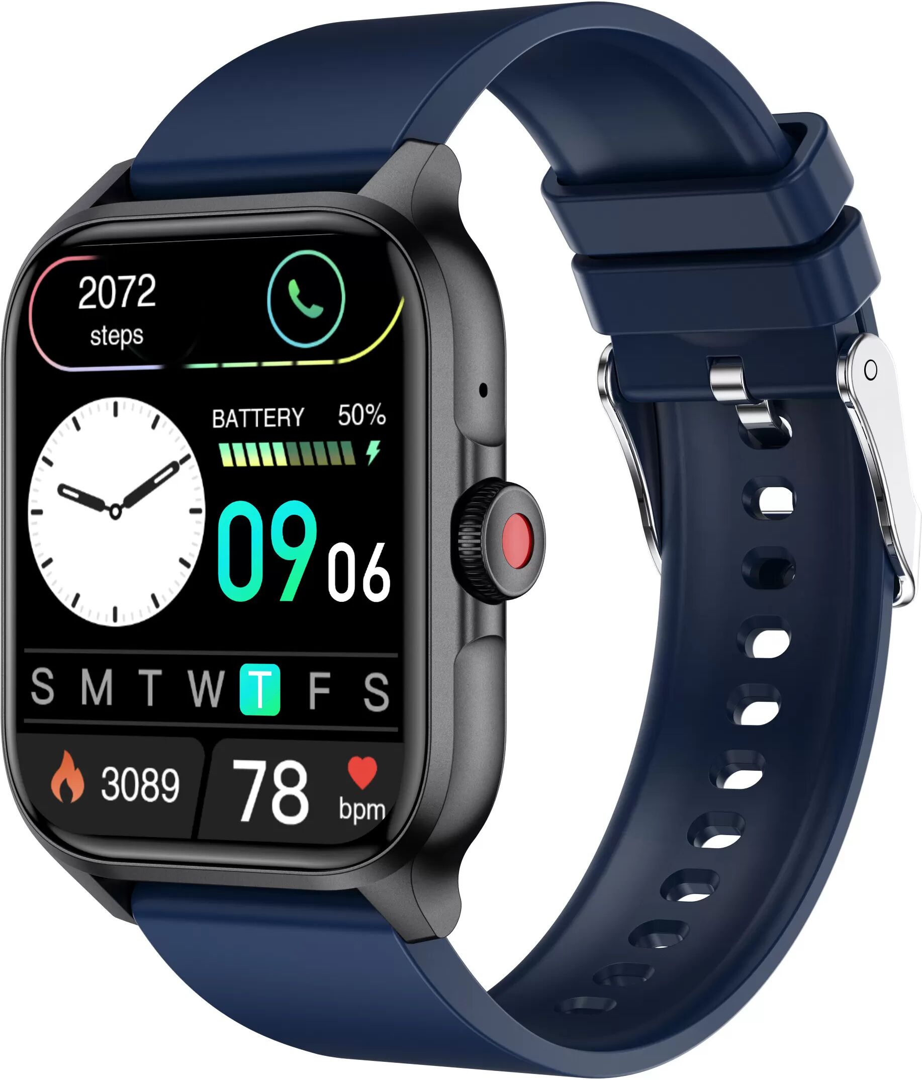 INF Smartwatch mit Herzfrequenz, Blutdruck, Blutsauerstoff, Schrittzähler Schwarz