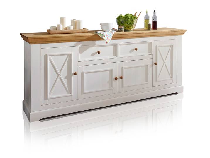 BORNHOLM Sideboard I, Material Massivholz, Kiefer weiss /