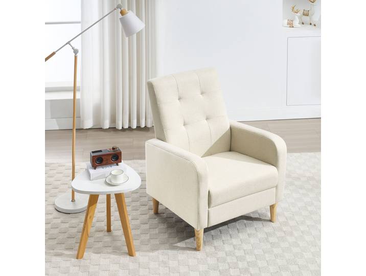 WOLTU – canapé de salon moderne, fauteuil inclinable rembourré avec accoudoirs, pieds en bois massif, pour salon, chambre à coucher, chaise à oreilles