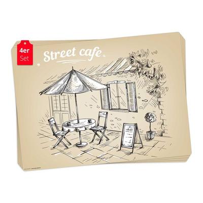 Tischsetmacher Tischsets Street Cafe Grafik, aus hochwertigem Vinyl (4 Stück), 44 x 32 cm