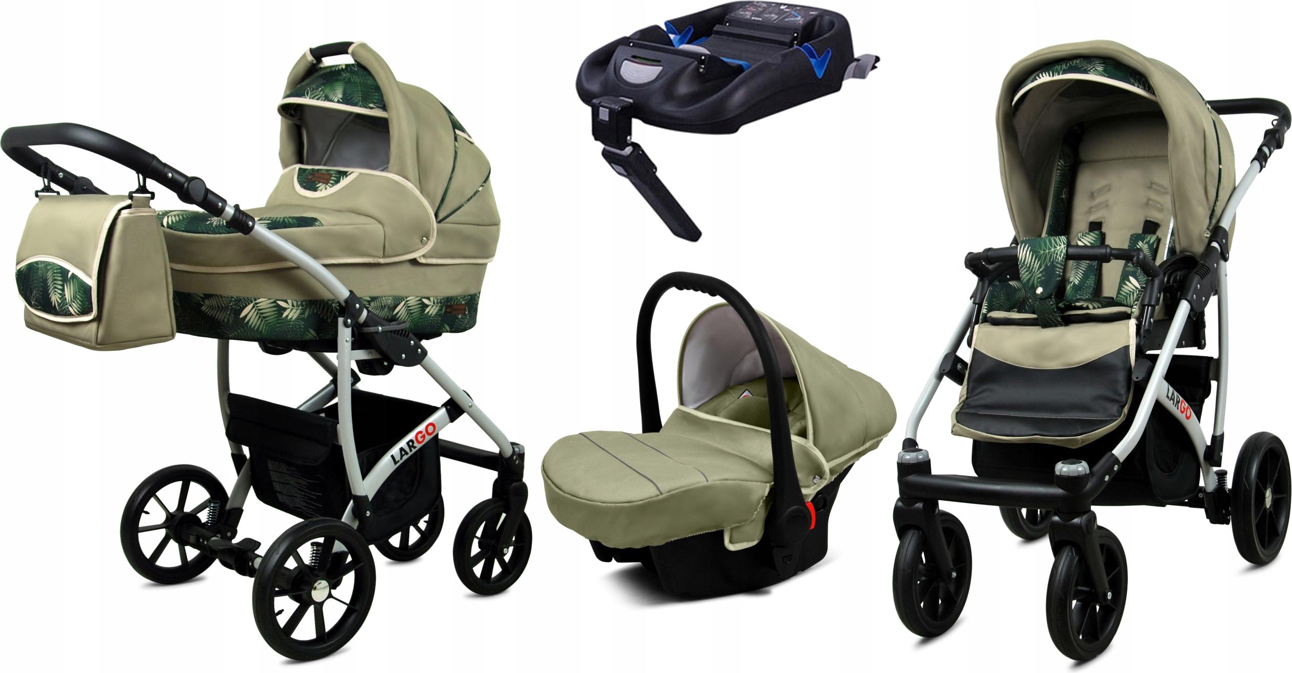 BabyLux Largo | 4in1 Kinderwagen Set | Lern Leaf | Kombikinderwagen | Kinderwagenset | Isofix-B