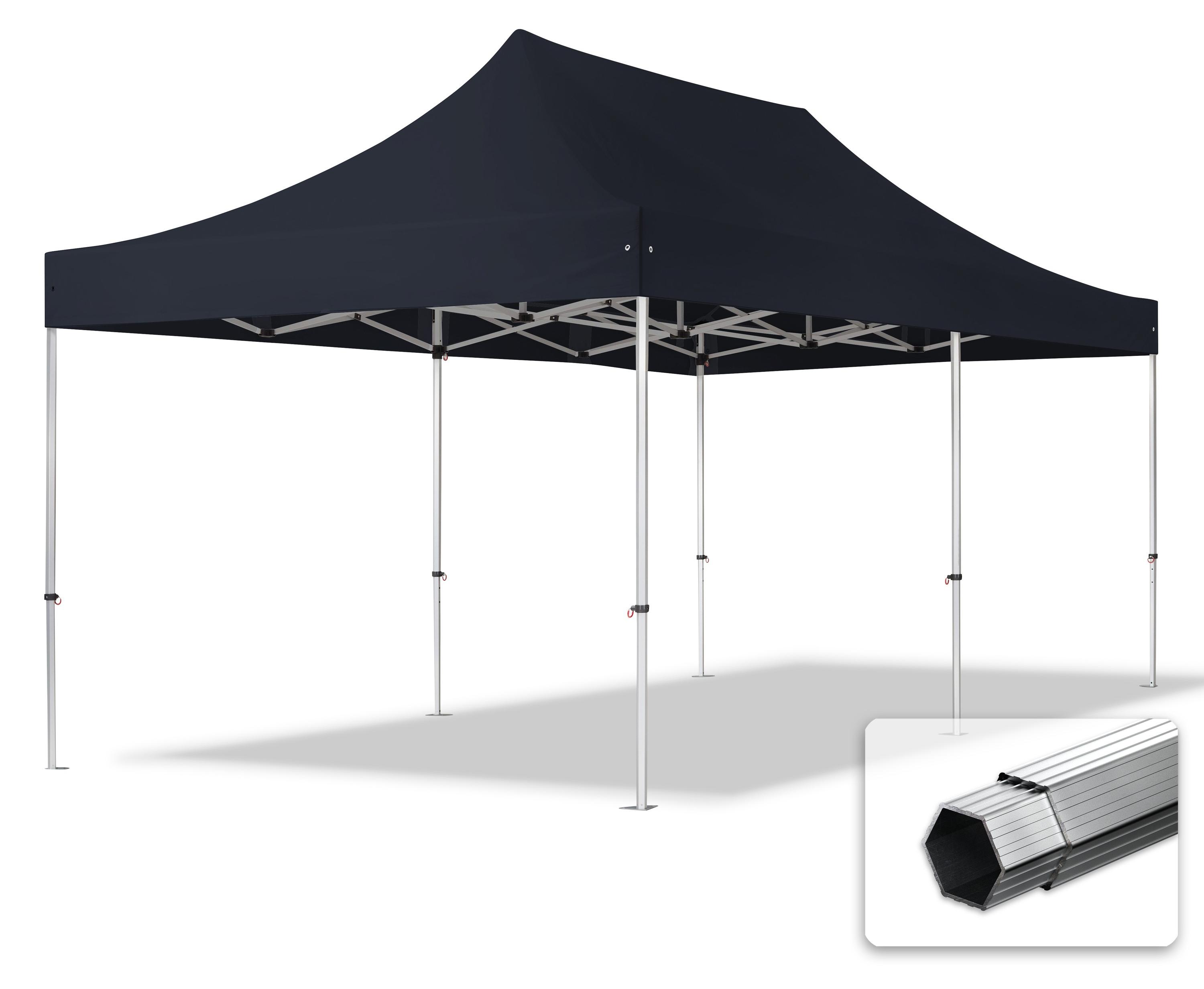 TOOLPORT Faltzelt PROFESSIONAL 3x6 m Faltpavillon ohne Seitenteile ALU schwer entflammbar schwarz