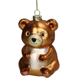 Christbaumschmuck Glas 10,4cm Teddybär Kugeln Weihnachtsbaum Anhänger Weihnachten Christbaumanhänger Weihnachtsbaumschmuck Braun